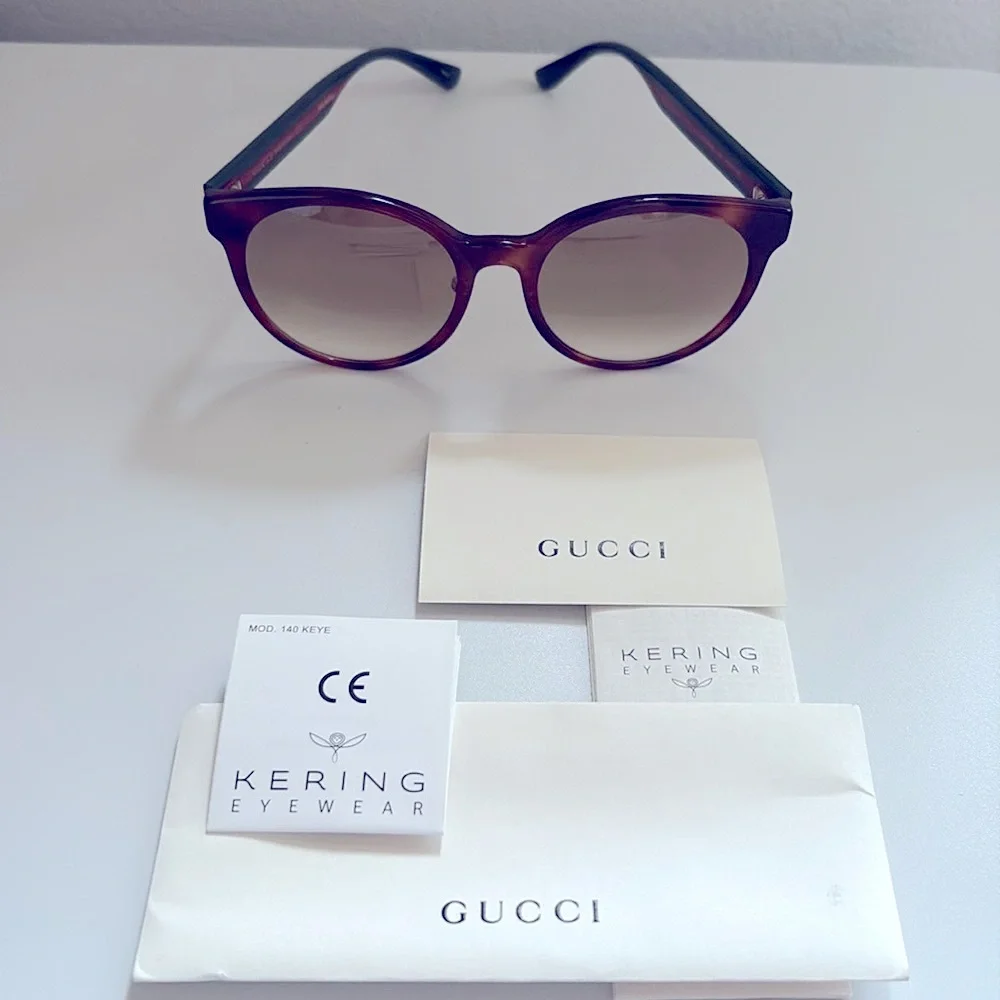 NEW [Gucci] Authenticated Luxury Round Sunglasses in Tortoiseshell/Green Acetate - Picture 6 of 15